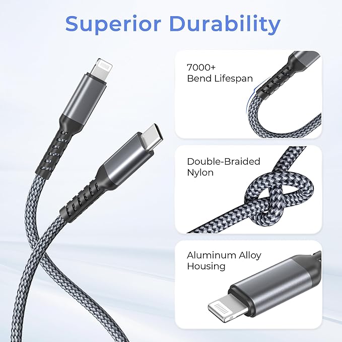 Basesailor iPhone 14 13 Pro Max Charger Cable 10FT,USB C to Lightning Cable with USB A Adapter,Fast Car Charging Power Cord for Apple 12 11 Plus XS XR 8 7 6 Plus 5 SE,iPad 9 9th 8 8th Generation