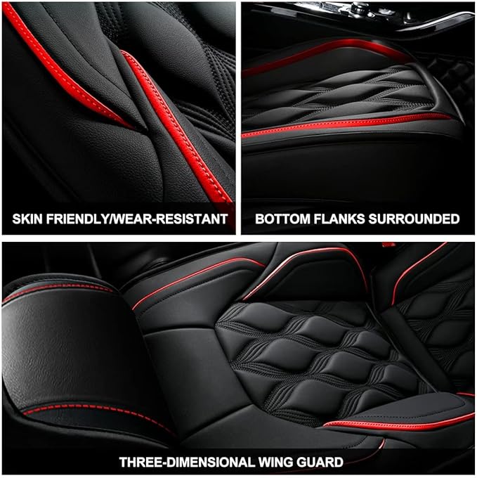 AOMSAZTO Car Seat Covers Fit for Nissan Pathfinder 2011-2025 2026 Leather Car Seat Cover Seat Cushion Protector Airbag Compatible Waterproof 2 Front Seats Black