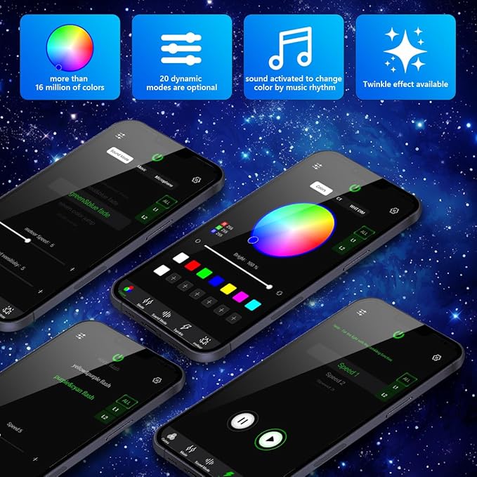 AMKI 16W Twinkle+Sound Mode RGBW Light Source Engine Driver Remote/APP Control Starlight Box Motor for Fiber Optic Star Ceiling Light Kit