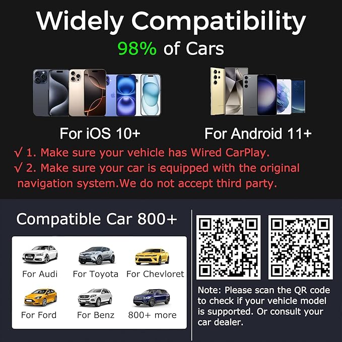Wireless CarPlay Adapter 4-in-1,2026 Upgraded Screen Mirroring,Support Mirror Link/AirPlay for Apple CarPlay & Android Auto,for Cars with Wired CarPlay, Fast Auto-Connection, Plug & Play