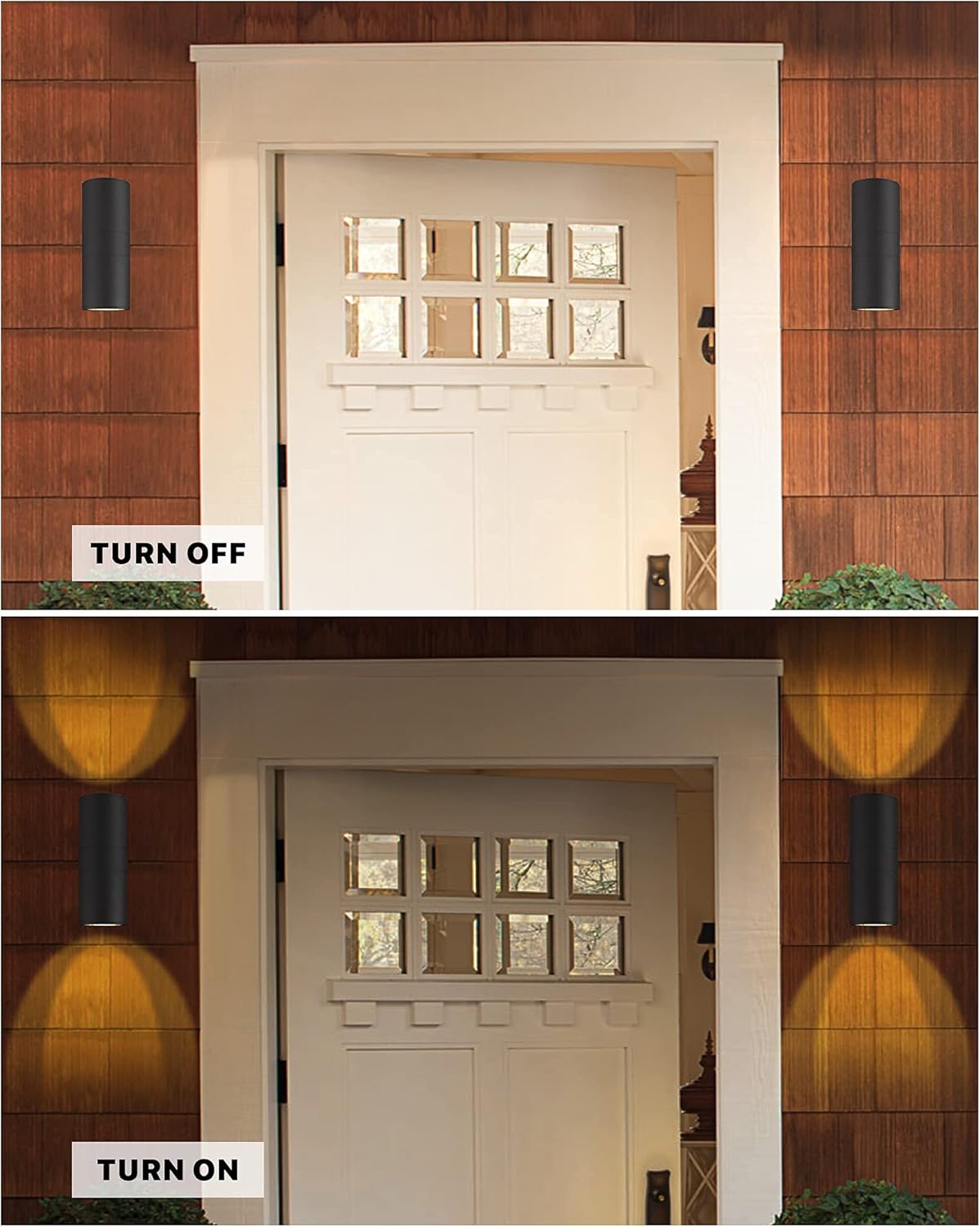 Ken & Ricky Outdoor Light Fixture, Modern Outdoor Sconce Wall Lights, Cylinder Exterior Lighting Fixtures with Tempered Glass Cover for House Porch Garage Patio Doorway Entryway -4Pack