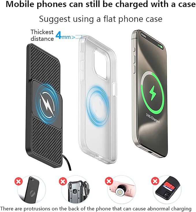 Wireless Car Charger Pad for Chevrolet Silverado,20W Fast Wireless Phone Charger Cell Phone Cordless Charging mat,Non-Slip Phone Charging,30cm Cable Type-C