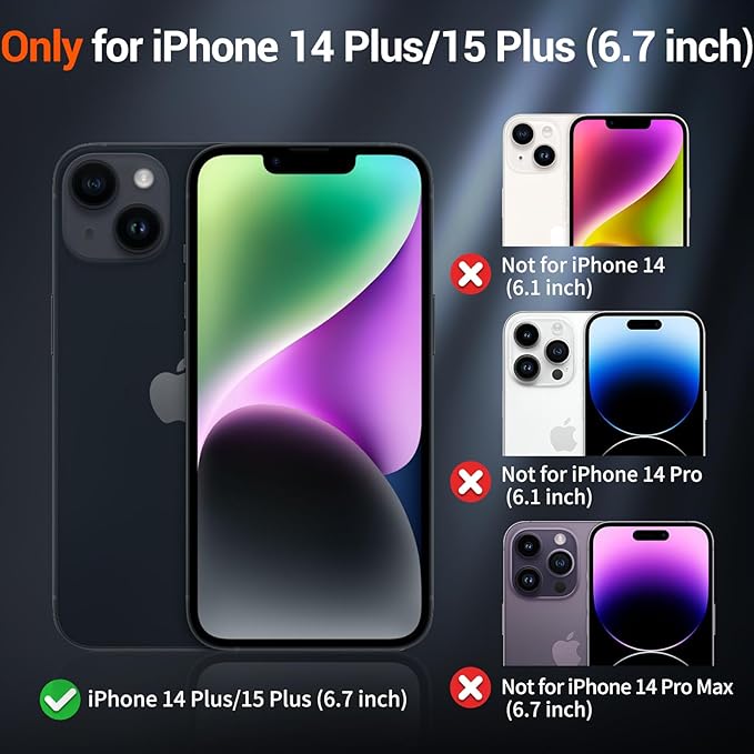 SUPFINE Magnetic for iPhone 15 Plus Case & iPhone 14 Plus Case(Compatible with MagSafe)(Military Grade Drop Protection) Slim Translucent Shockproof Phone Case, Blue Purple
