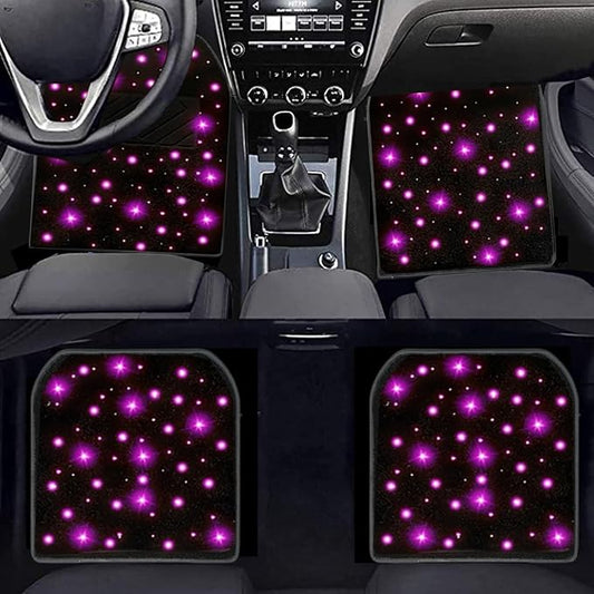 Interior Star Lights for Car, LED Starlights Floor Mats, Carpet Fiber Optic Foot Light Decoration (Set of 4)