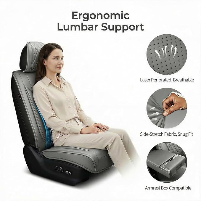 Fit RDX Car Seat Covers for Acura RDX 2010-2025 2026 - Premium Leather, Waterproof, All-Weather, Airbag Compatible, Anti-Slip, Breathable, Easy Install, Seat Protectors, Full Set, Gray