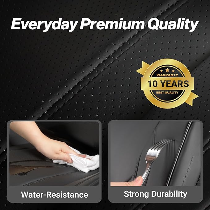 Coverland Custom Fit Car Seat Covers for SUV Compatible with [Soul, Kona, NIRO, Kicks, Blazer EV, Freelander] Premium Waterproof Non-Slip Interior Seat Protector [Full Set Black - Size Chart X85]