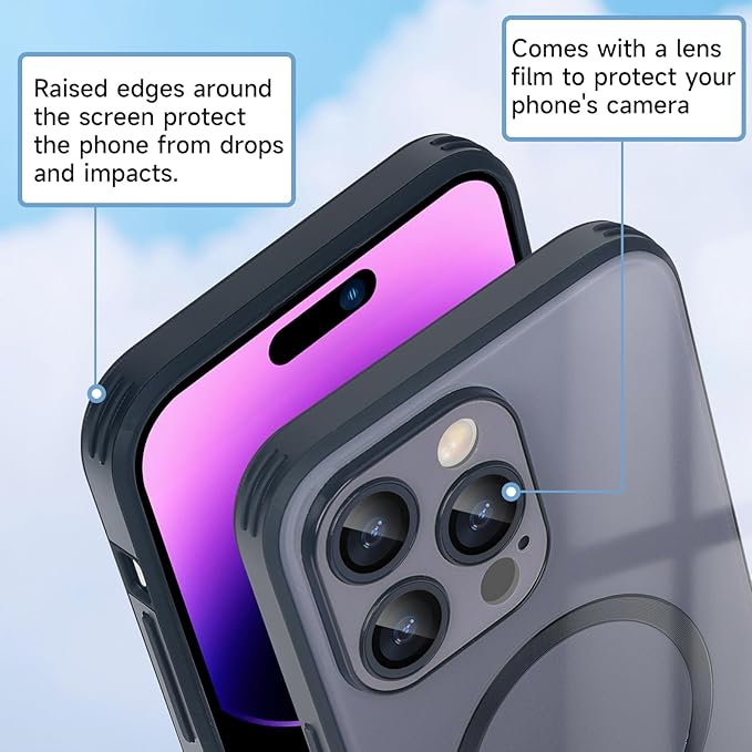 Guppy Compatible with iPhone 13 Pro Max Case Magnetic, with Full Camera Lens Protector [Compatible with MagSafe] Scratch Resistant Gradient Glass Back Cover Phone Case-Black