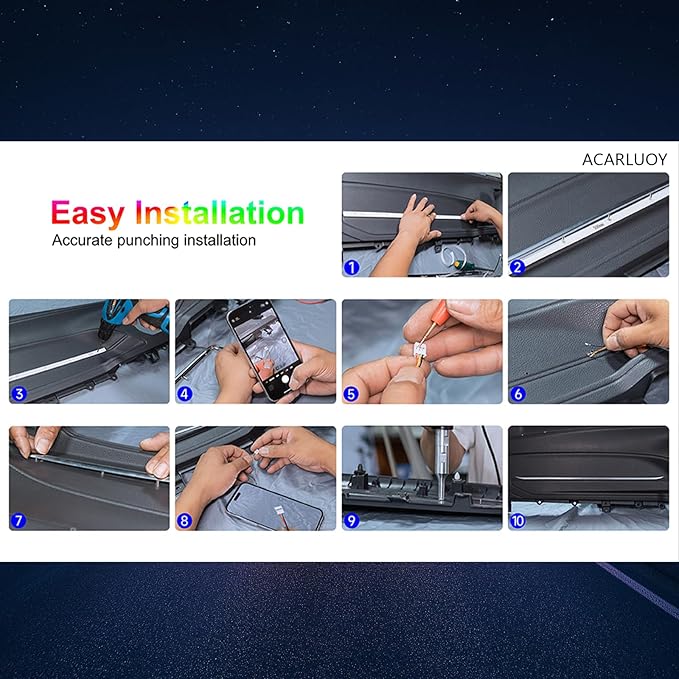 Acrylic Car LED Ambient Light, Fiber Optic Interior Light Strip, 24 Million Types, Ambient Light KKT that Swings with The Melody of Music (Dreamcolor 22 in 1)