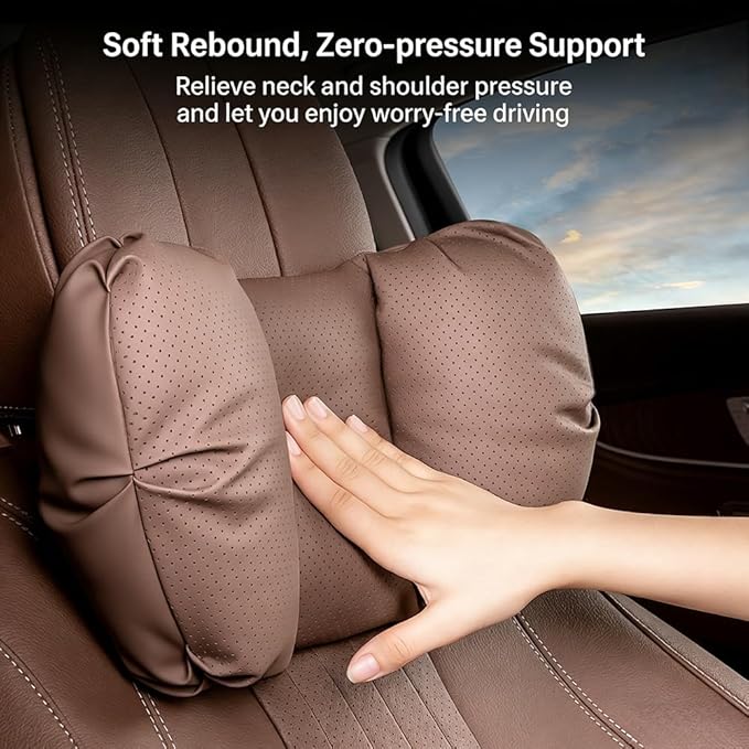 Car Neck Pillow & Lumbar Support for MINI F56 2022-2024 Ergonomic Breathable Mesh Auto Seat Back Cushion Headrest,Brown-Lumbar Support