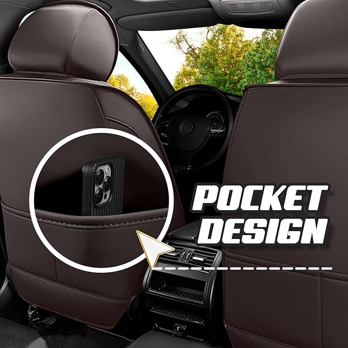 Car Seat Covers for Jeep Grand Cherokee L 2021-2025, Premium Nappa Leather Car Seat Cover, Stylish Sport Seat Covers， Automobile Seat Cover Sets.(Luxury 5 Seats/Coffee Color)
