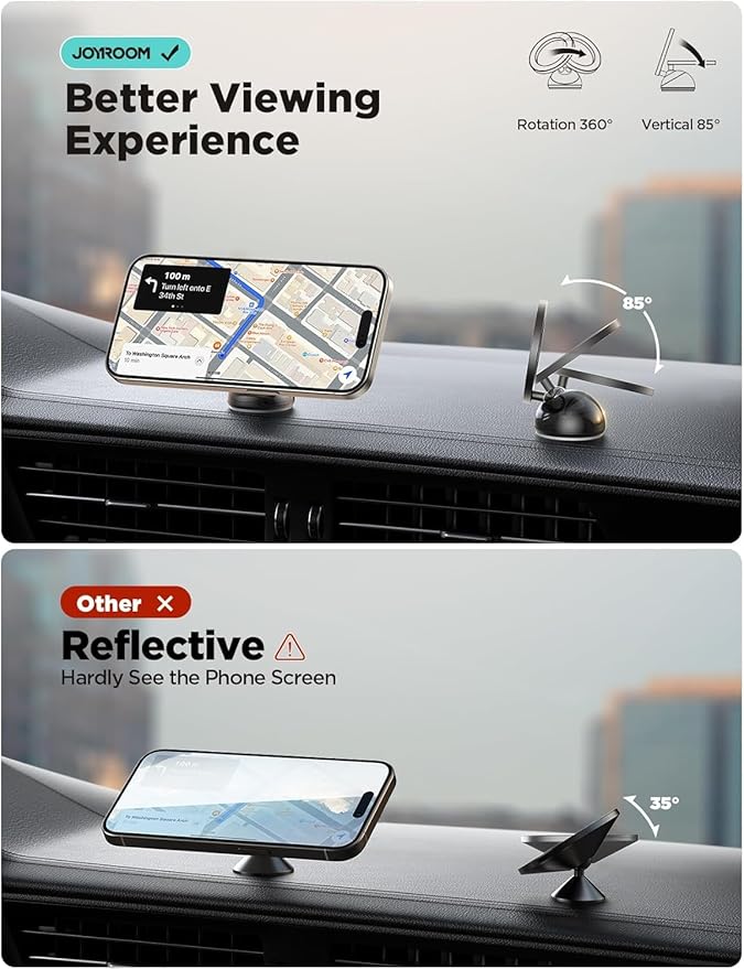 JOYROOM for MagSafe Car Mount, [Stronger Magnet] Magnetic Phone Holder for Car, All-Metal Magnet iPhone Car Holder for Dash, Fit for iPhone 15 14 13
