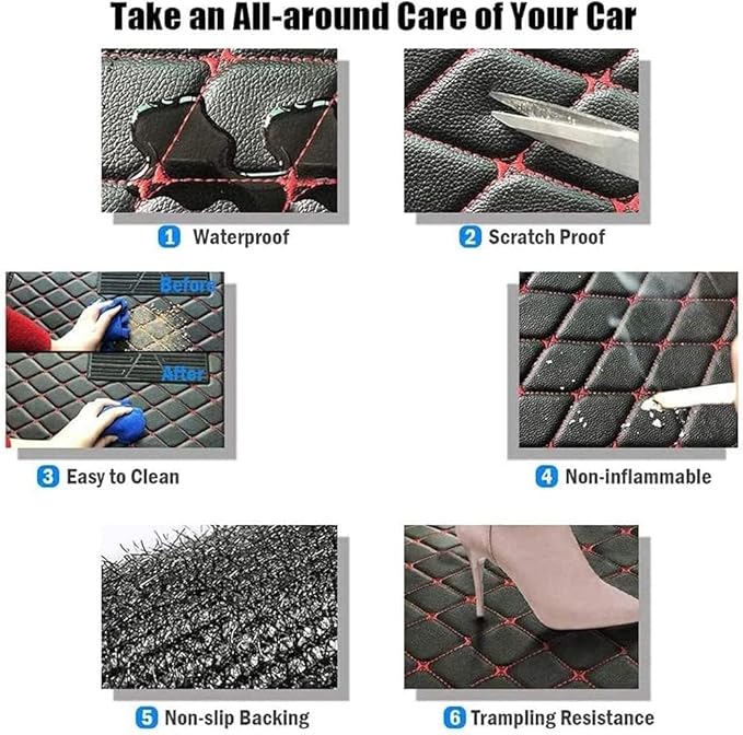 Custom Making Car Floor Mats for 98% Sedan SUV Car Protection Full Coverage Mats Anti-Slip Leather Floor Liners All Weather Car Floor Mats (Black+Yellow Side)