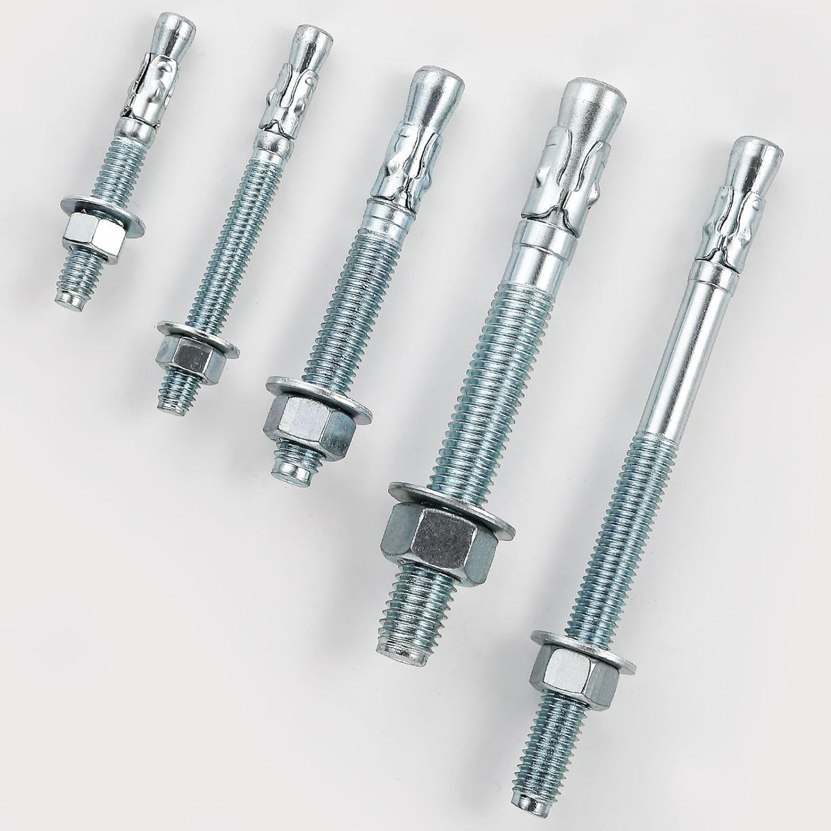 1/2x4-1/2" 10Pcs Inch Standard Fasteners for Heavy-Duty Zinc Wedge Anchors for Cement and Concrete