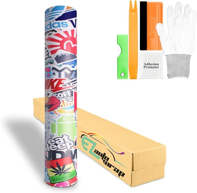 Free Tool Kit EZAUTOWRAP ES Bomber Hellaflush Anime Cartoon Car Vinyl Wrap Sticker Decal Air Release - 60"X96" (5FT X 8FT)