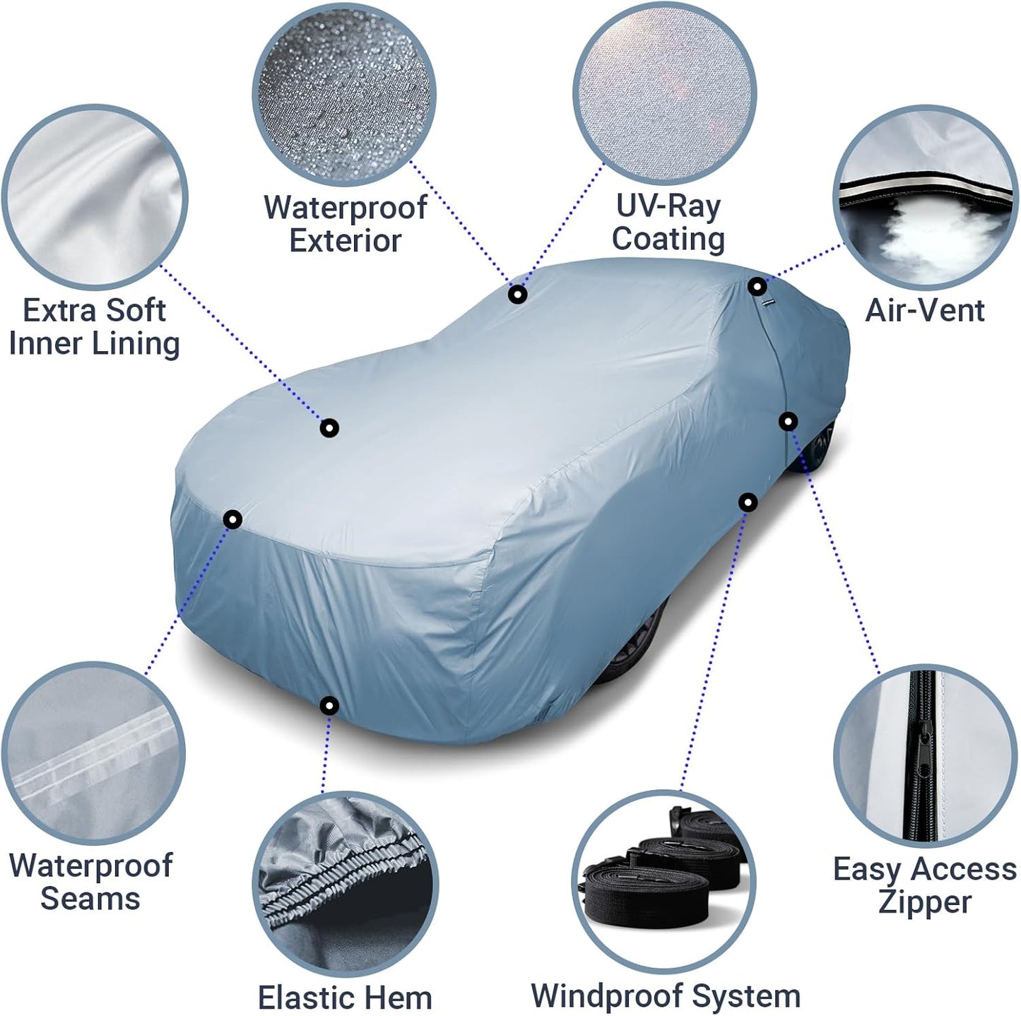 iCarCover Premium Car Cover for 1954-1957 Chevy Del Ray Heavy Duty Waterproof All Weather Automobiles Custom Fit Indoor Outdoor UV Snow Protection Covers with Straps and Bag
