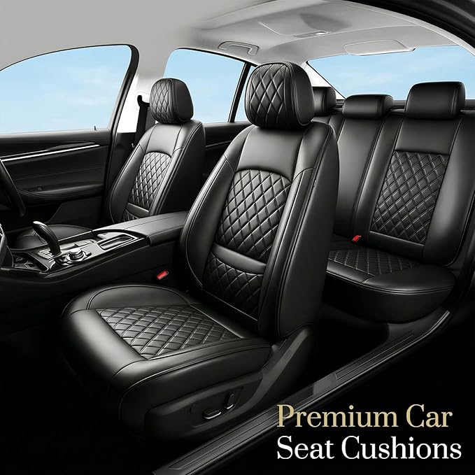 Fit for Venue Seat Covers Compatible with Hyundai Venue 2020-2026 - Waterproof Breathable Leather Automotive Seat Cushions Protector,Airbag Compatible,Full Set 5 Seats(Black)