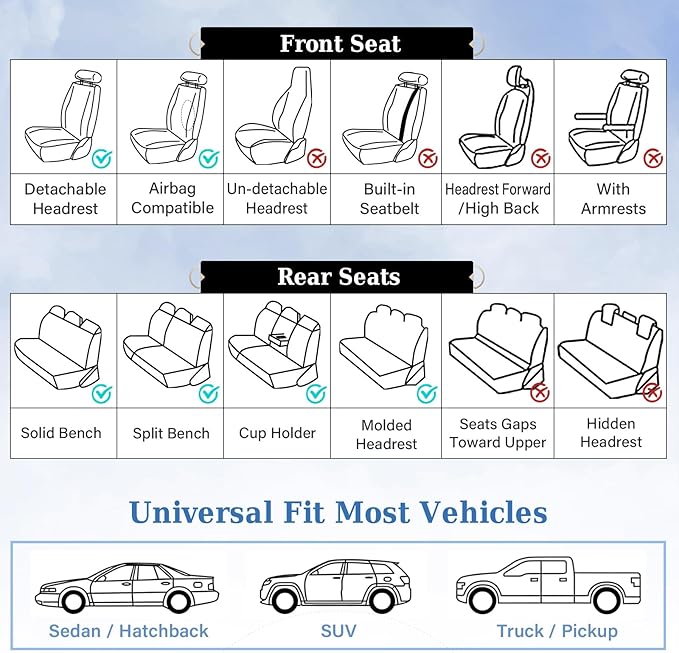 Coverado Car Seat Covers, Front Seat Cover, Waterproof Nappa Leather Seat Covers for Cars, 2 Pack Car Seat Protectors, Driver Seat Cover, Automotive Seat Covers Universal Fit for Most Cars, Black&Red