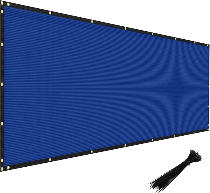 Windscreen4less Privacy Fence Screen Heavy Duty Windscreen Fencing Mesh Fabric Shade Net Cover with Brass Grommtes for Outdoor Wall Garden Yard Pool Deck, 8'x224' Blue