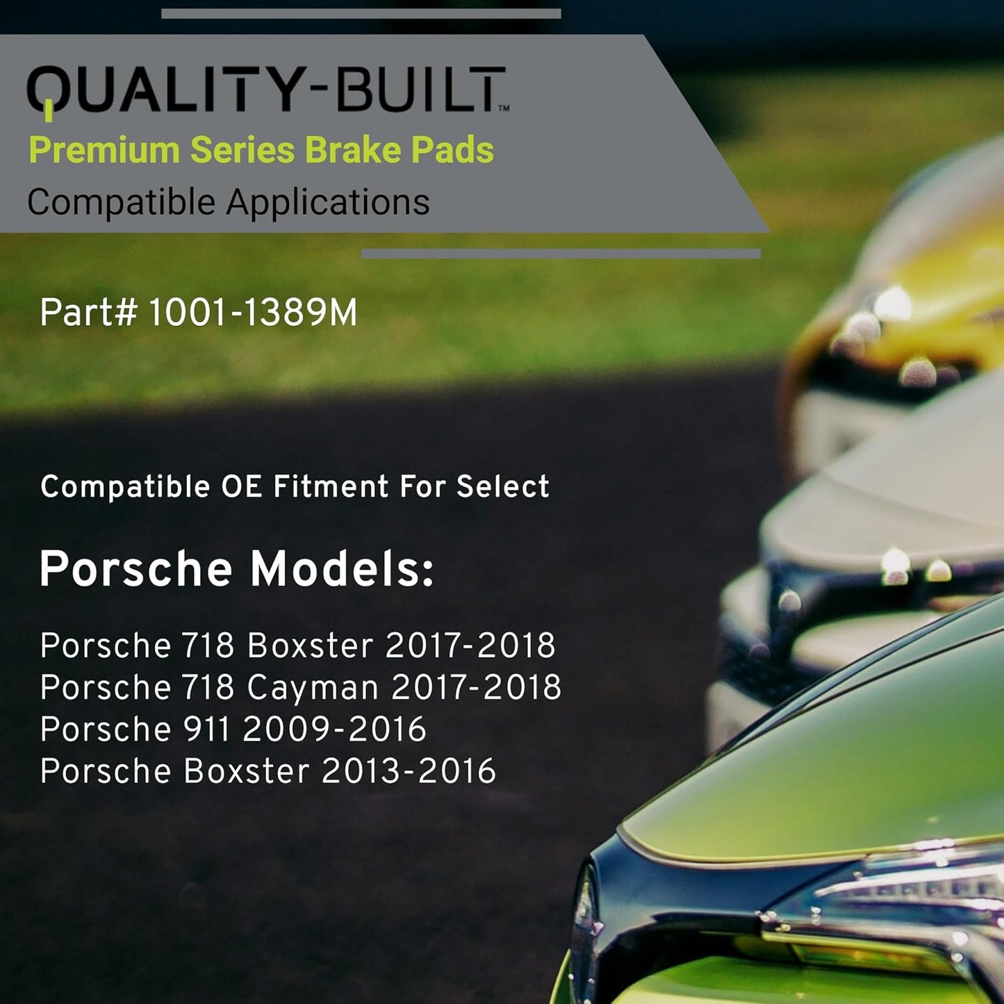 Premium Semi-Metallic Front Brake Pads (1001-1389M) Compatible with Porsche 718 Boxster 2017-2018, Porsche 718 Cayman 2017-2018, Porsche 911 2009-2016, Porsche Boxster 2013-2016