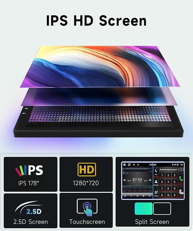 Podofo 8 Core 2+64G Radio for Honda Accord 2008-2013 Car Stereo Wireless CarPlay/Android Auto 10.1 Inch IPS Touch Screen Android 13 GPS WiFi Bluetooth 32-Band DSP SWC AHD Camera