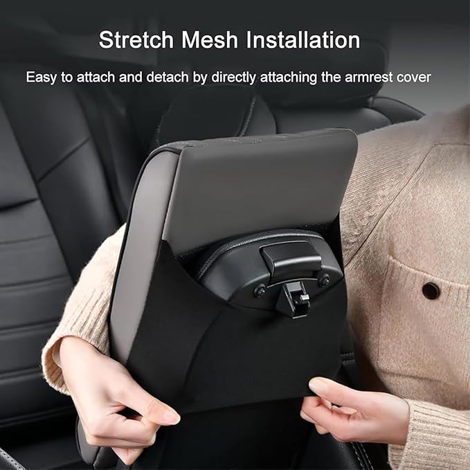 Leather Car Armrest Box Pad for Tesla Cybertruck 2023 2024, Memory Foam Car Center Console Cover Comfort Waterproof Arm Rest Cushion Pad Universal Accessories,D/Brown