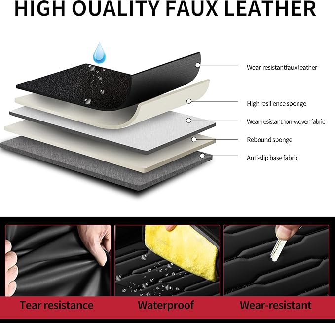 Fit Yaris Car Seat Covers for Toyota Yaris 2008-2018 2019 2020-Upgraded Premium Waterproof & Breathable Leather, Airbag Compatible, All-Weather Seat Cushion Protector (Full Set, Black)
