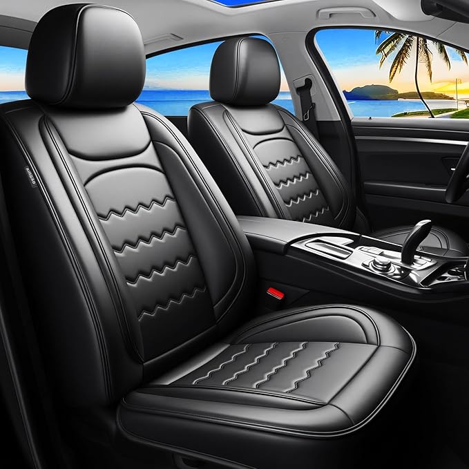 CX-3 Car Seat Covers Custom Fit for Mazda CX-3 2016-2021, Full Coverage Premium Leather Waterproof Breathable Seat Covers, Automotive Seat Protectors, Airbag Compatible(2 Front Seats, Black)