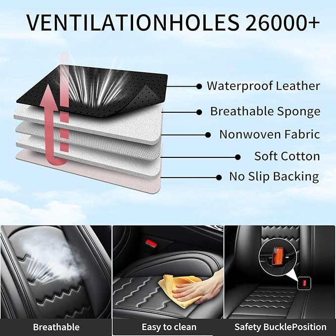 CX-3 Car Seat Covers Custom Fit for Mazda CX-3 2016-2021, Full Coverage Premium Leather Waterproof Breathable Seat Covers, Automotive Seat Protectors, Airbag Compatible(Full Set Seats, Black)