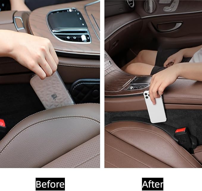 2-Pack Car Seat Gap Filler – Universal PU Leather Car Seat Gap Cover, Designed to Fill Gaps Between Seats and Console. Car Seat Side Gap Filler Prevents Items from Falling