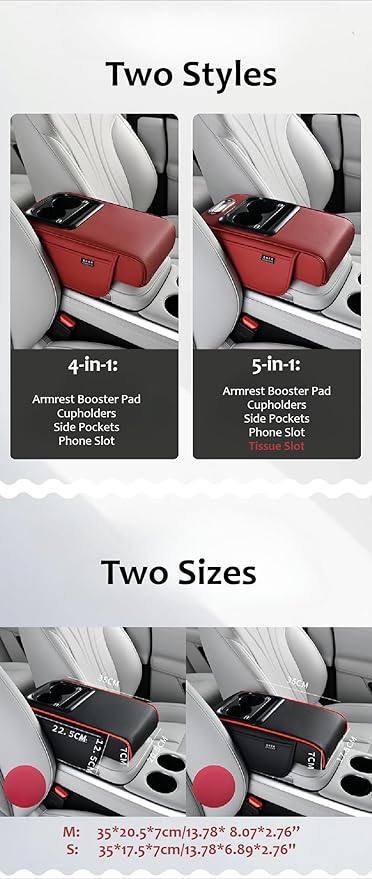 Armrest Box Pad for Car w/Type-C Charging Interface, Car Center Console Cover w/Cup Holder, Interior Car Accessories (Black)
