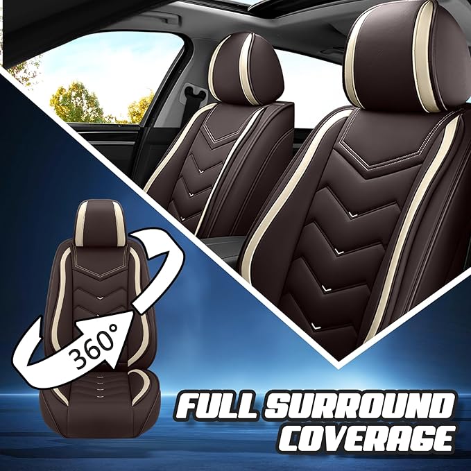 Car Seat Covers for Lexus ES 350 2007-2025, Premium Nappa Leather Car Seat Cover, Stylish Sport Seat Covers， Automobile Seat Cover Sets.(Standard 5 Seats/Coffee Color)