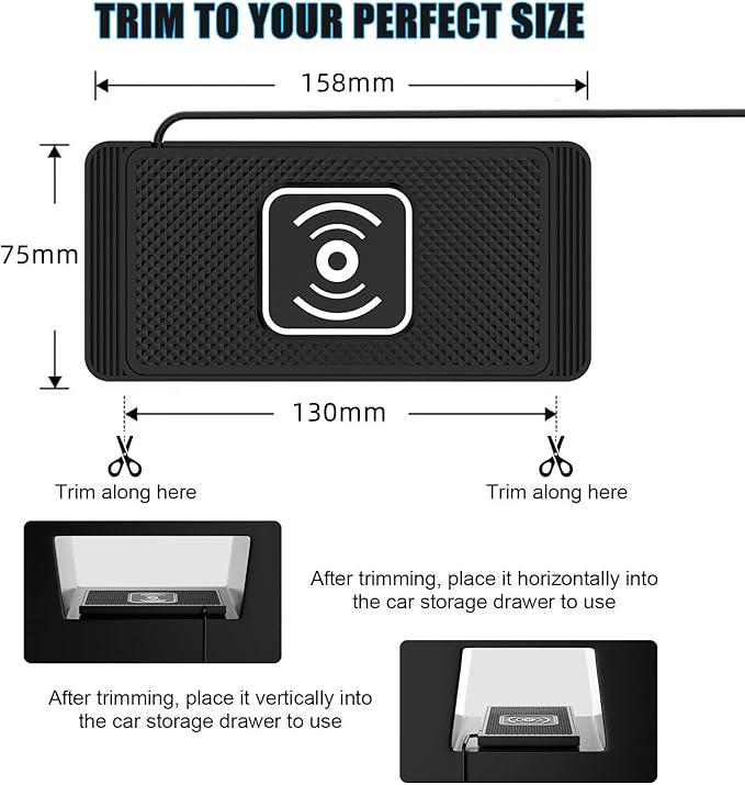 Wireless Charging Pad for Car for Nissan Terra Kicks Teana Rogue Tiida, 15W Fast Wireless Charger Mat Non-Slip Silicone Car Center Console Phone Charging Pad,B/15W-USB