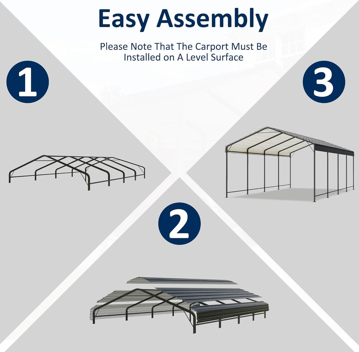 10x15 Metal Carport Carports with Enhanced Base Heavy Duty Garage Outdoor Galvanized Car Shelter for Car, Boats and Truck