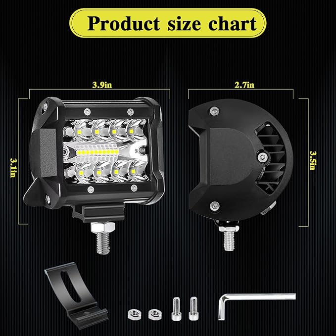 WINBANG LED Light Pods for Trucks, 4 Inch LED Light Bar 60W Spot Flood Combo Driving Fog Off Road Lights Work Light 24V 12V for Motorcycles Pickup SUV ATV UTV Boat,20Pack