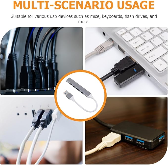 POPETPOP USB Hub Multiport Expander for Laptop and Desktop 4-Port USB 3.0 Hub with Data Transfer Dark Gray for Gaming Accessories and Travel Use