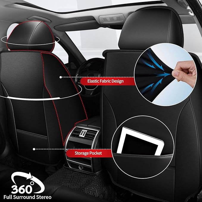 TTX LIGHTING Car Seat Covers fit for Nissan Sentra 2008-2026 Front Seat: Premium Leather Automotive Seat Cover with Airbag Compatible Waterproof (2 Seats, Black & Gray)