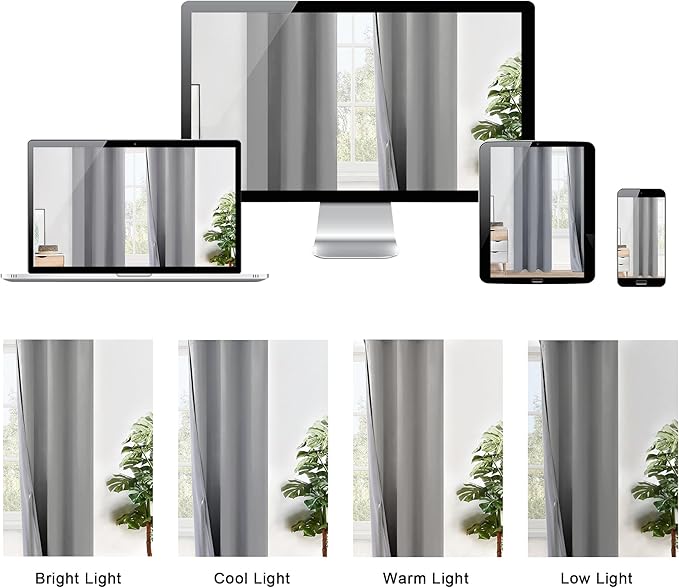 XWZO 100% Blackout Window Curtains - Thermal Insulated & Completely Room Darkening Black Liner Window Treatment with Tiebacks for Bedroom/Living Room, Light Grey, W38 x L54, Set of 2 Panels
