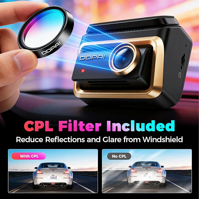 DDPAI Dual 4K Dashcam,Dashcams for Car with Free 128G eMMC + CPL,Dual STARVIS 2 IMX678 + IMX678 Sensors Front and Rear Car Camera,AI ISP Night Vision 2.0,4G,ADAS,WiFi,24H Parking Mode,Z90 Master Dual