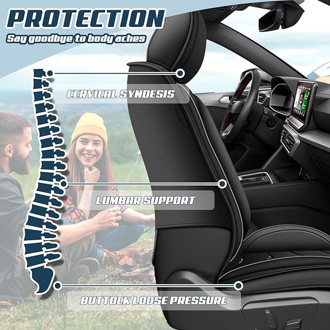 Car Seat Covers for Mercedes-Benz S-Class 2005-2025, Premium Nappa Leather Car Seat Cover, Stylish Sport Seat Covers， Automobile Seat Cover Sets.(Standard 2 Seats/Pure Black)