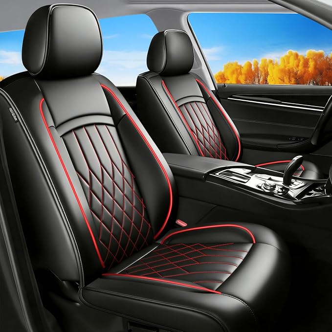 Fit for Equus Seat Covers Compatible with Hyundai Equus 2011-2016 - Waterproof Breathable Leather Automotive Seat Cushions Protector,Airbag Compatible,Full Set 5 Seats(Redline)