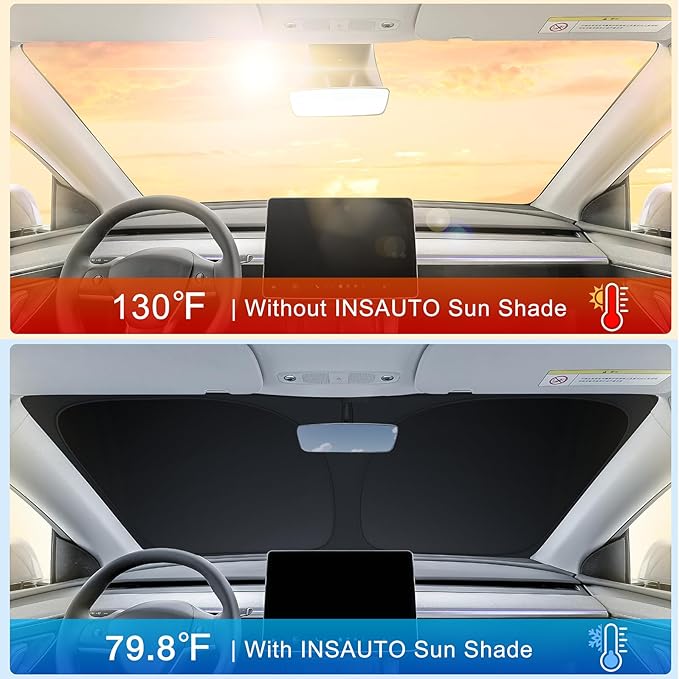 INSAUTO Custom Fit Windshield Sun Shade Accessories for Ford Escape 2013-2019, Foldable Front Window Sunshade, UV & Heat Reflector, Keeps Interior Cool, Includes Storage Bag