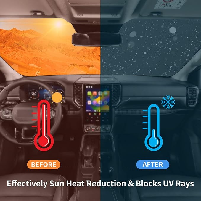 Windshield Sun Shade for Kia K5 2021-2026, Custom Fit Front Window Sunshade GT/GT-Line/Sedan Sun Protector & Heat Blocker Car Accessories, Sun Visor Keep Car Cool