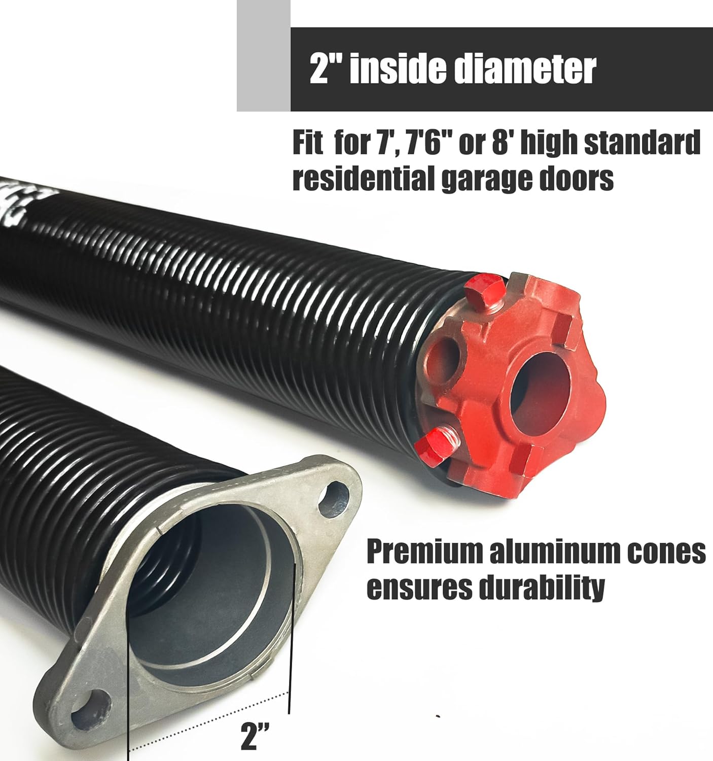 Garage Door Torsion Spring Set, Pair of 2" Electrophoresis Coated Garage Door Spring Replacement with 2 Non-Slip Winding Bars and Bearing, Minimum 16000 Cycles (.218x2x26")