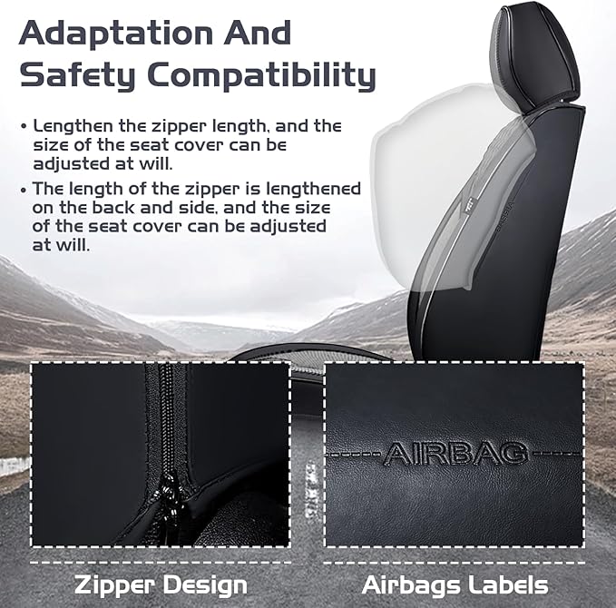 Truck Seat Covers for Ram 3500 2009-2026, Waterproof Premium Leather Full Coverage Car Seat Cover, Muscle Sport Style Auto Interior Seat Cover Sets (Front Set/Black Gray)