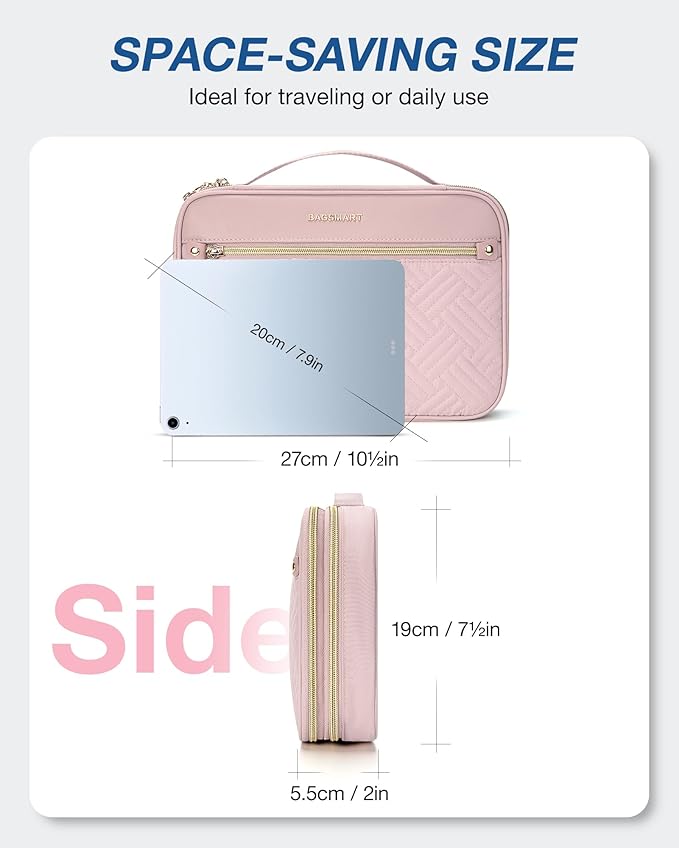 BAGSMART Electronic Organizer Case - Double Layer Cord and Tech Travel Organizer Bag for Charging Cables, Pink