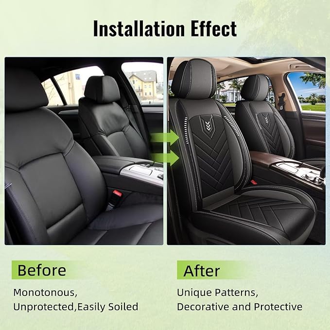 AOMSAZTO Car Seat Covers Fit for Jeep Grand Cherokee 2004-2010 Premium Front Seat Covers Waterproof Leather Automotive Seat Covers Compatible with Airbag (2 Seats,Grey)