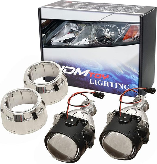 iJDMTOY Mini 2.5-Inch H1 Bi-Xenon Front Lighting Projector Lens with Shroud Compatible with Car Light Retrofit, Customer DIY Job For Off-Road Use Or Show Purpose