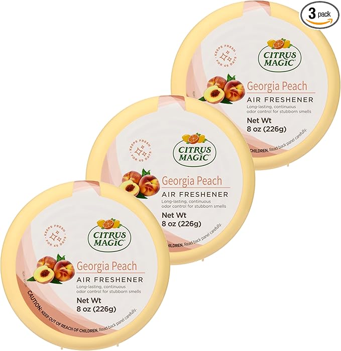 Citrus Magic Odor Absorbing Solid Air Freshener, Georgia Peach, 8-Ounce, Pack of 3