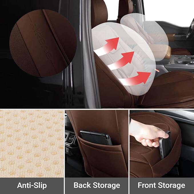 Coverland Custom Fit Car Seat Covers for SUV Compatible with [Raider, Outlander, Pathfinder, Captur, RAV4] Premium Waterproof Non-Slip Interior Seat Protector [Front Dark Brown - Size Chart A26]