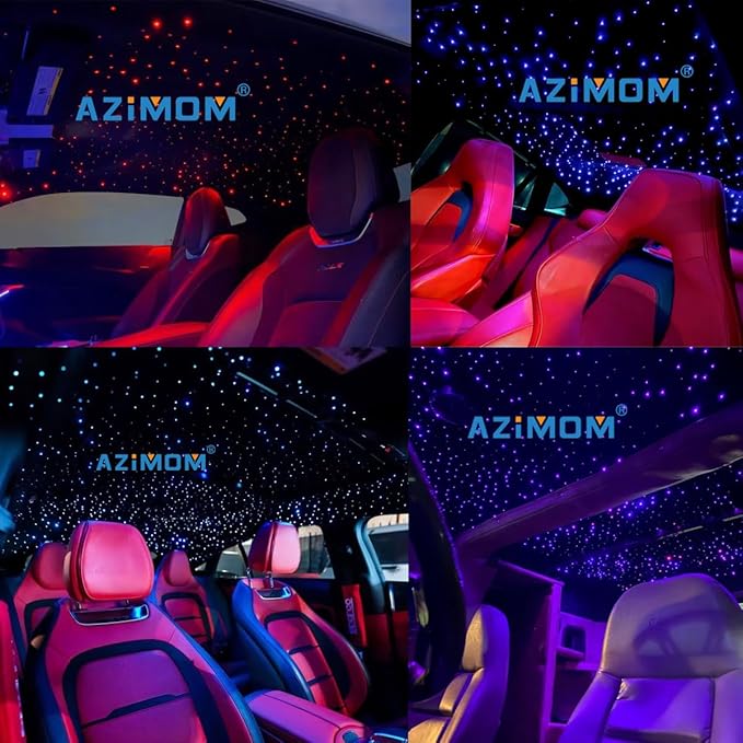 AZIMOM Bluetooth Control 10W Twinkle Fiber Optic Star Lights Ceiling Light Kits with 450pcs*0.03in*9.8ft Strands Sound Activated RGBW APP/ Remote Light Engine for Indoor Car Home Interior Decoration